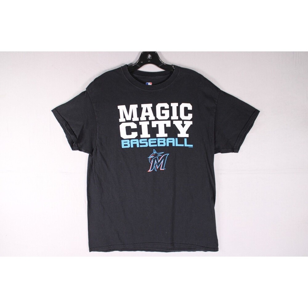 Miami Marlins Magic City Baseball MLB Black Graphic T-Shirt Mens Large L